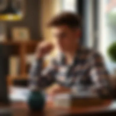 Financial Planning After Winning A thoughtful young adult analyzing financial plans post-lottery win at a desk