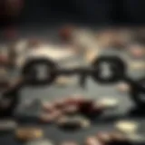 Concept of gambling addiction represented by a broken chain