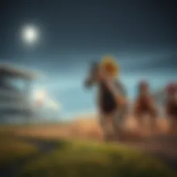 Racehorse in action at the racetrack