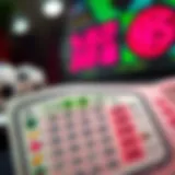 An intricate lottery ticket with vibrant numbers and symbols