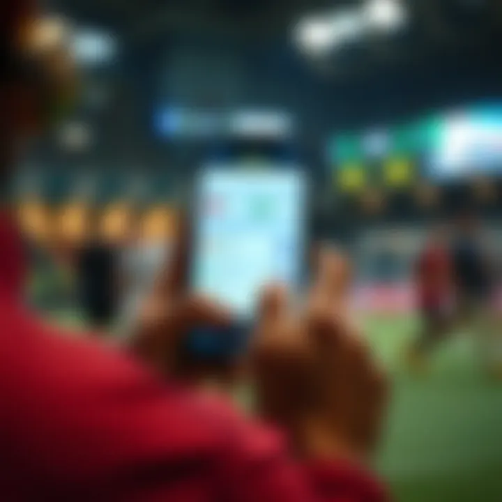 Mobile Sports Betting Accessibility User engaging with a sports betting platform on a mobile device.