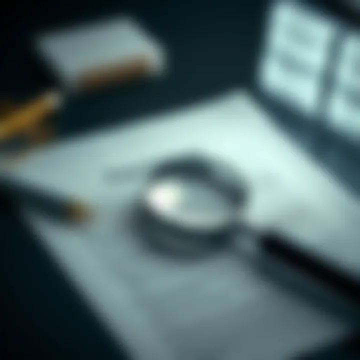 Regulatory guidelines showcased with legal documents and a magnifying glass