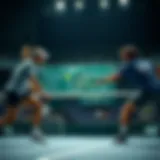 Dynamic Tennis Match: Player Strategies in Action Dynamic tennis match showcasing player strategies